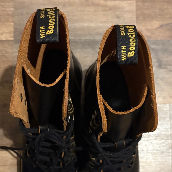 Dr. Martens Leona Black Combat Boots - Picture 6 of 13